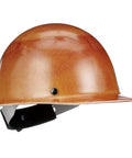 Side view of Skullgard Cap Style Safety Hard Hat with Swing Ratchet Suspension for High Heat Up to 350F Phenolic Resin Non Slotted Cap Standard Tan