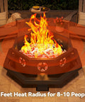 43 Inch Large Outdoor Wood Burning Fire Pit With Heavy Duty Construction For Backyard, patio setting and glowing fire