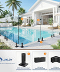8 Pack T304 Stainless Steel Glass Railing Spigots No Drill Black Spigots Clamps installed around pool