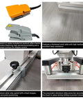 3-In-1 Vertical And Horizontal Drilling Machine For Cabinet Hinges And Connector Holes, foot pedal and worktable details