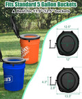 Universal 5 Gallon Bucket Toilet Seat With Pillowy Comfort And Snug Lid showcases design for standard buckets in outdoor setting.