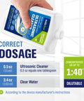 Heavy Duty Ultrasonic Cleaner Concentrate That Makes Eight Gallons For Glasses Retainers Dentures Aligners Razors And Firearm Parts Doing A Beast Mode Job On Stubborn Grime With Zero Hassle, detailed dosage instructions.