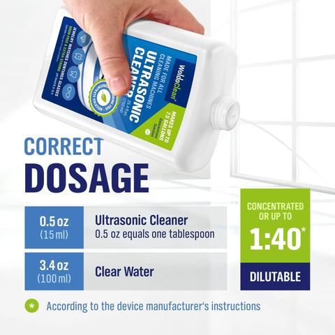 Heavy Duty Ultrasonic Cleaner Concentrate That Makes Eight Gallons For Glasses Retainers Dentures Aligners Razors And Firearm Parts Doing A Beast Mode Job On Stubborn Grime With Zero Hassle, detailed dosage instructions.
