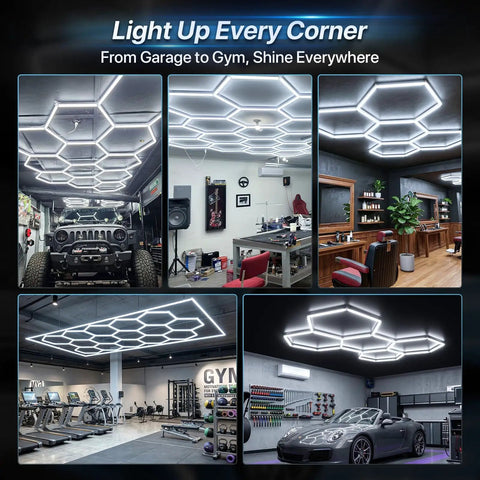 Gen 2 Hexagon Garage LED Light With 3 Level Dimmable Power 168W 16800LM Beast Mode Bright Hex Shop Lighting for various spaces