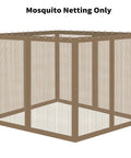 10x10 Gazebo Mosquito Netting Replacement With 4 Panel Screen Walls And Zipper, Outdoor Patio Insect Netting, Durable Polyester, Brown