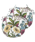 Round Tufted Chair Cushions Set Of 2 15x15x4 Inches Water Resistant With Ties For Bar Stools Patio Garden Outdoor Kitchen Butterfly Flower