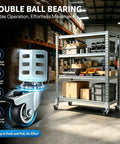 Heavy Duty Swivel Casters Badass Strength Storage Rack Wheels For Shelves Tables And Cabinets Supporting Up To 720 Lbs Total Weight Without Breaking A Sweat Garage Ready on shelves, showcasing smooth and stable movement.