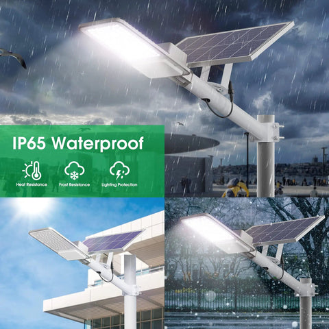 500W Solar Parking Lot Lights Outdoor Flood Lighting 18000LM Dusk to Dawn Remote Control 6000K Cool White High Brightness