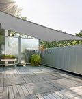 16x18 Waterproof Shade Sail Rectangle With Hardware Kit Light Gray UV Block Outdoor Patio Cover over wooden deck