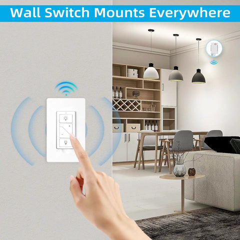 Wireless Dimmer Switch Kit With Remote Receiver for Alexa Voice Control installed in modern living room for ceiling lamps