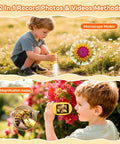 Kid-Friendly Handheld Microscope With 2.0 Inch IPS Screen, 1000X Magnification, Rechargeable Portable STEM Lab Toy for Boys and Girls Ages 4-12, Outdoor Science Gift, Educational Pocket Microscope, Orange, child viewing flowers