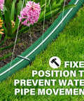 Heavy Duty Sprinkler Hose With Holes 50Ft For Lawn And Garden High Efficiency Watering System With Three Tube Design Delivers Even Coverage And Water Saving Spray Height Easy Setup With Staples secured on lawn and flowers