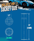 Illustration of Spike Lug Nut Socket Key For Stripped Lug Nuts, 19Mm Hex, 5 Inch Tall, showing dimensions and socket size.