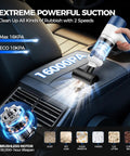 Cordless 4 In 1 Portable Car Vacuum Cleaner With 16000Pa Beast Power Brushless Motor, hand using vacuum in car.