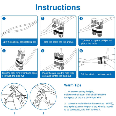 Instructions for installing Fastlock2 Low Voltage Wire Connector For Landscape Lighting 14-18 Gauge Waterproof Outdoor Connectors