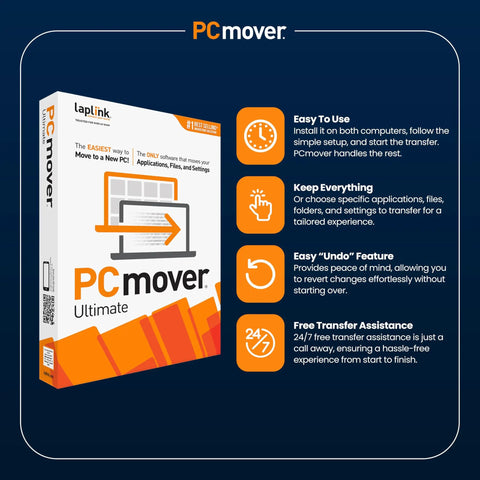 PCmover Ultimate 11 Migration Tool For Your New PC Move Apps, Files, And Settings Fast With 2 Licenses, SafeErase, And USB 3.0 Cable