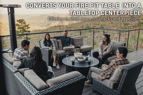 Outdoor setting with people using Surround Surface Fire Pit Lid For Bonfire And Ranger Pits Built For The Backyard Boss Vibe