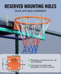 18 Inch Wall Mounted Basketball Rim With Net And Double Spring, Heavy Duty Q235 Steel Replacement Hoop For Indoor And Outdoor Play