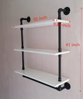 Industrial Pipe Shelving With Towel Rack 3 Tier 30 Inch Rustic White Floating Shelves mounted on wall, side view