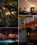 48 Feet Outdoor String Lights With 24 LED Bulbs, Smart Dimmable Shatterproof Patio Lighting on trees, patio, yard, and awning
