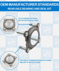 Rear Axle Bearing And Seal Kit For 2007 To 2017 Jeep Wrangler JK And JKU, Axle Shaft Seal Retainer, Ready To Roll Upgrade With 68008523AA 68003270AA 68499023AA 83503077, shown with components against a branded background.
