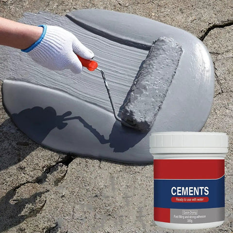 Heavy Duty Cement Patch To Fix Cracks Waterproof Flexible Concrete Repair Formula For Sidewalks Garage Floors And Foundations Delivering A Smooth Durable Finish With Zero Sweat Or Stress, being applied with a roller.