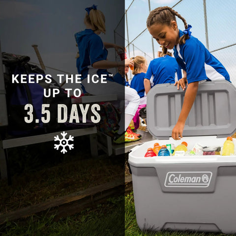 Child opening Classic Series Insulated Portable Cooler With Leak Resistant Build Keeps Ice For Days, huge capacity