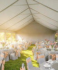 Interior view of 20x40 Foot Party Tent Canopy With Waterproof Top Removable Sidewalls Roll Up Door And Heavy Duty Steel Frame For Outdoor Weddings
