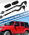 6 Piece Front Inner Outer Tie Rod Ends Kit for Dodge Durango 2011 to 2015 and Jeep Grand Cherokee 2011 to 2015 Drag Link Steering Suspension Replacement OE ES800972 ES800973 EV800987, black boots