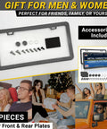 Fresh Black Carbon Fiber License Plate Frames Two Pack Slim Heavy Duty Auto Accessories with installation hardware included.