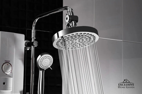 High Pressure Rainfall Shower Head With Handheld Combo, 6 Inch Rainfall Head and 70 Inch Hose in modern bathroom setting