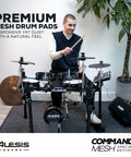Man playing Command Mesh SE Electronic Drum Kit With Quiet Dual Zone Mesh Pads USB MIDI Connectivity and 600 plus drum sounds