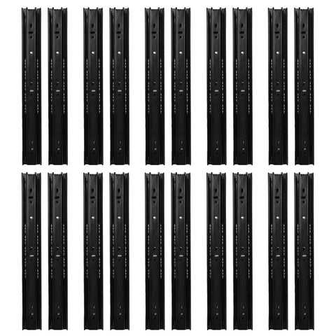 Beefy Heavy Duty Full Extension Drawer Slides Set, 10 Pairs 20 Inch, 45mm, 100lb Capacity, ball bearing double row, black coating