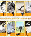 1200W Handheld Steam Cleaner Heats Up In Just 10 Seconds For A Straight Up No Hassle Deep Clean Knocking Out Bathroom Grout And Kitchen Grease With Adjustable Settings For A Quick Home Refresh That Delivers: Various nozzles and brushes for versatile cleaning.