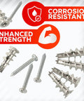 Heavy Duty Zinc Self Drilling Drywall Anchors And Screws Kit With 120 Pieces Number 8 fasteners for secure mounting solutions.