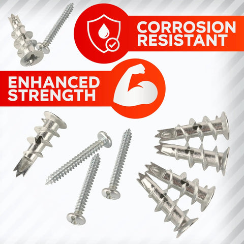 Heavy Duty Zinc Self Drilling Drywall Anchors And Screws Kit With 120 Pieces Number 8 fasteners for secure mounting solutions.