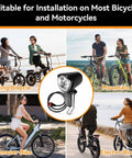 Ultra Bright Led Bike Front Light For Night Riding 12 Volt To 60 Volt Compatible Waterproof shown with various bike types