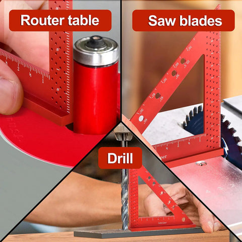 6 Inch Mini Carpenter Square With 0.7mm Mechanical Pencil, Fixed 90 Degree Miter Angle on router table, saw blades, and drill