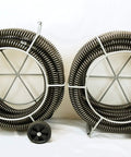 Real Deal Sectional Sewer Snake Machine 1.5 HP Drain Cleaner with two sturdy reels of 120-foot cables for effective blockage removal.