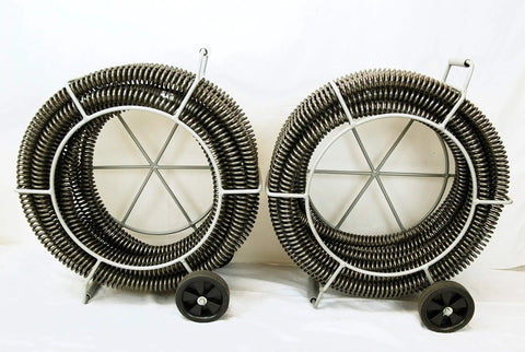 Real Deal Sectional Sewer Snake Machine 1.5 HP Drain Cleaner with two sturdy reels of 120-foot cables for effective blockage removal.