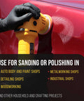Shop Grade Hook And Loop DA Backing Plate Pad For Random Orbital Sanders 3 Inch 5/16 Shank 14mm Thick Flexible Polyurethane Foam discs in use on a car for sanding.