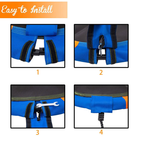 Installation steps for 40 Inch Kids Saucer Tree Swing Set With 600D Heavy Duty Oxford Fabric Platform Seat and carabiner support.