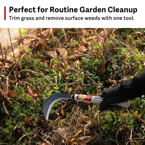 Japanese Daruma Garden Sickle Hand Tool For Grass Cutting Surface Weeding And Everyday Garden Work Go To Lightweight Durable Steel Curved Blade In Use