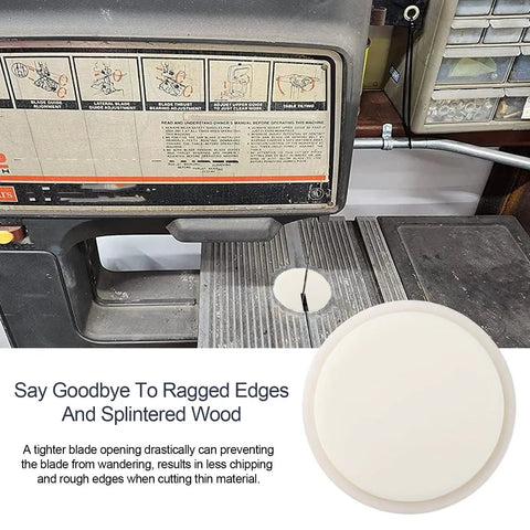 Zero Clearance Band Saw Table Insert Set For Precise Clean Cuts And Zero Tearout displayed on a bandsaw