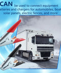 Three Piece Battery Jumper Cable Clamps Heavy Duty 1100A Insulated Parrot Clips Booster Cable Kit with truck in winter scene