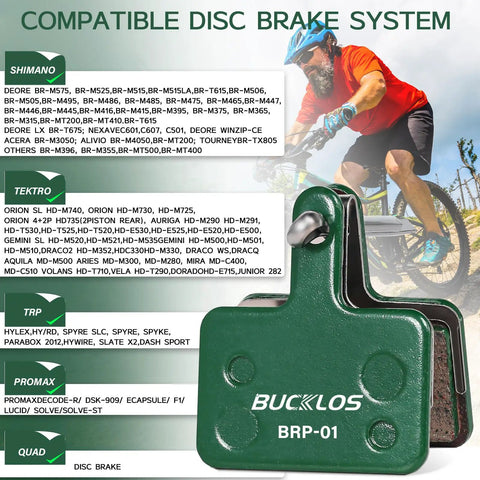 25 Piece Bike Disc Brake Pads Set For TRP Tektro Shimano MTB Road Ebike Compatibility With MT200 M575 display with cyclist.