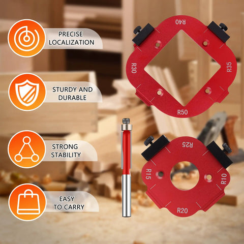 Professional Grade Aluminum Router Templates And Jigs For Woodworking, Precision Edge Guide with corner radius tools.