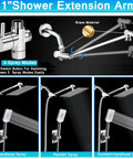 Big 10 Inch Square Rain Shower Head With Handheld Spray, 11 inch extension arm, showing 3 spray modes and brass material