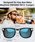 Polarized Clip On For Ray Ban Meta Wayfarer Gen 1 RW4008 And Gen 2 RW4012 Large Smart Glasses with silver blue finish