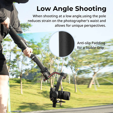 Game Changing Carbon Fiber Gimbal Extension Pole For Dji Rs Stabilizers, 15-inch arm with anti-slip padding for low angle shooting.